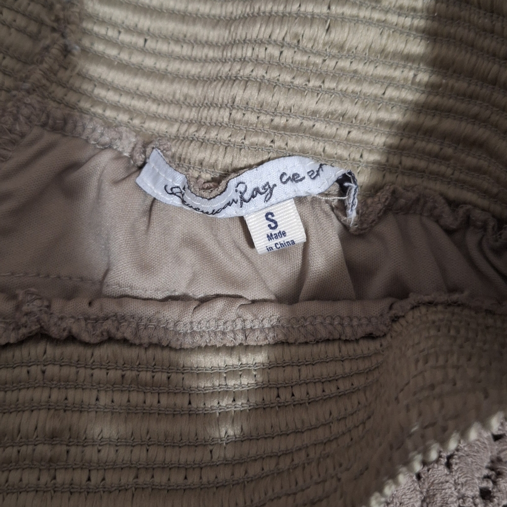 American Rag Crochet Lace Mini Shorts in Taupe and Olive Size S - Picture 2 of 3